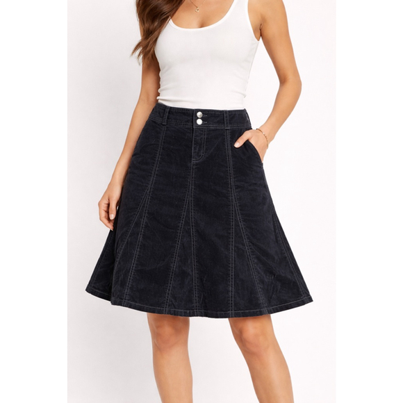 Athleta Dresses & Skirts - Athleta Black Corduroy Skirt Size 4